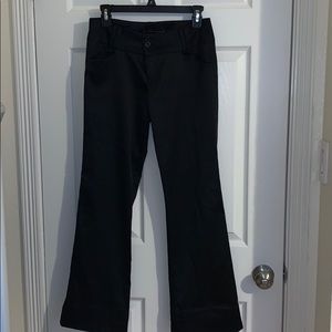 Black Satin-like Slack Pants